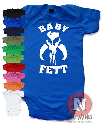 Baby Fett Babygrow Cotton Boba Fett Bounty Hunter Star Wars Babysuit Jedi Clones • £5.99