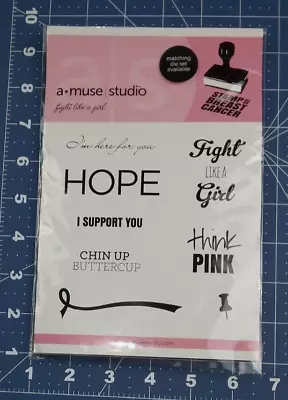 A Muse Studio Fight Like A Girl Set Of 8 Breast Cancer Red Rubber Cling Stamps • $8.99