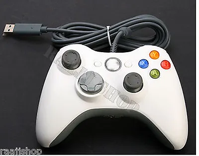 BRAND NEW WHITE WIRED CONTROLLER FOR MICROSOFT Xbox 360  PC LAPTOP UK SELLER • £12.48