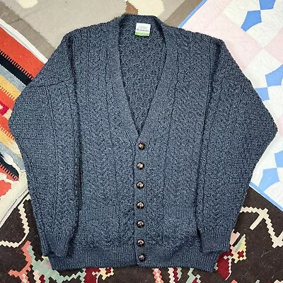 Shannon Woolen Mills Sweater Cable Knit Aran Fisherman Wool Cardigan Men's 2XL • $54.95