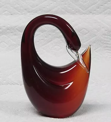 Vintage MCM Murano Dark Red Glass Swan • $39.99