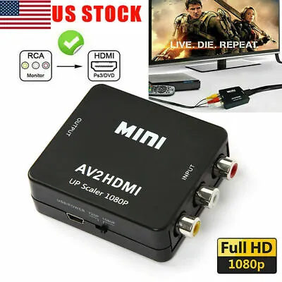 1080P RCA Composite CVBS AV To HDMI Video Audio Converter For PS2 Wii Xbox VHS • $8.50