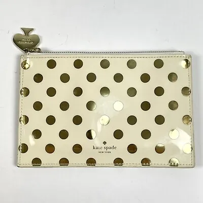 £21.45 • Buy Kate Spade New York Gold Polka Dot Pouch Pencil Case Makeup Bag 