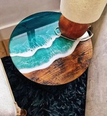 18 Ocean Beach Side Table Bedroom Sofa Table Round Epoxy Table Handmade Table • $2099.51