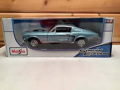 New 1:18 1968 Mustang GT Cobra Jet Fastback. Maisto 46629. Blue/Black Interior • $38