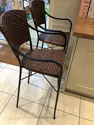 £50 • Buy Wicker Bar Chair Stools Kitchen Stools Breakfast Bar Iron Frame