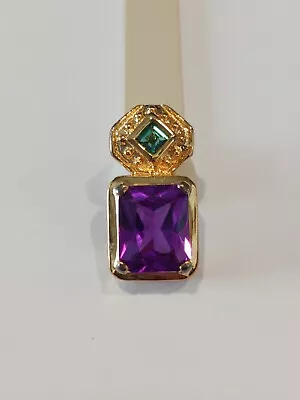 Laura Ramsey  Synthetic Alexandrite Slide/Pendant In  SS With 23K Gold Plating • $28.95