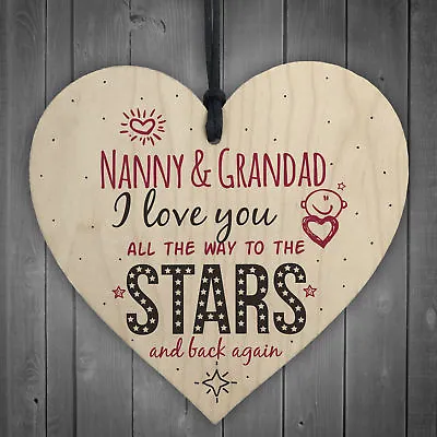 £3.59 • Buy Love You Nanny & Grandad NAN Wooden Heart Wall Plaque Decor Keepsake Gift
