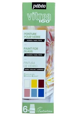 £10.45 • Buy Pebeo Vitrea 160 Glass Paint 6 X 20ml Water Based Oven Bake Mixed Colours 756461