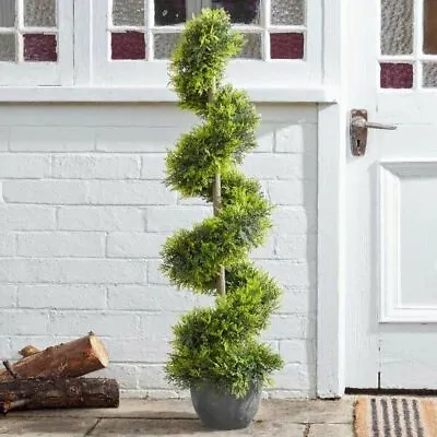 Faux Fake Cypress Topiary Twirl Tree Large Garden Patio Decorative Outdoor Plant • £72.99
