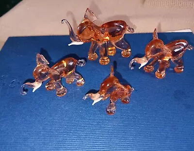 Minature Glass Animals Set Of 4 Elephants • £4.99