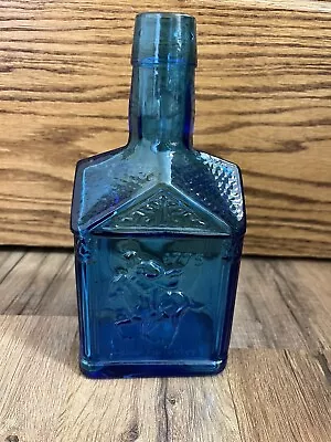 Vintage Wheaton Cobalt Blue Glass Bottle Embossed Paul Revere 1775 8 Inches Tall • $15.99