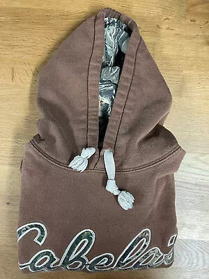 CABELA'S Heavyweight Brown Hoodie Long Sleeve Pullover Camo Unisex Small • $5.99