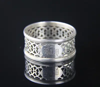 Vintage Watson Reticulated Sterling Silver Napkin Ring #96 Monogrammed • $75