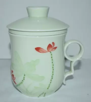Teavana Infuser Mug Fine Porcelain China Tea Infuser Mint Green With Lid • $16.95