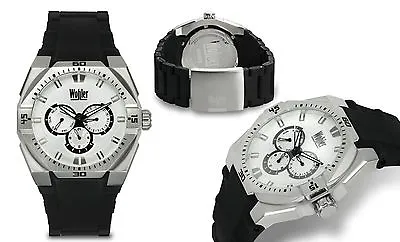 NEW Wohler 0348M-WHT Men's Reinhard Collection Black/White Day Silicone Watch • $49.35