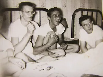 Vtg Original Photo Frat Men Sitting On Bed Playing Cards In Underwear~Gay Int • $9.99