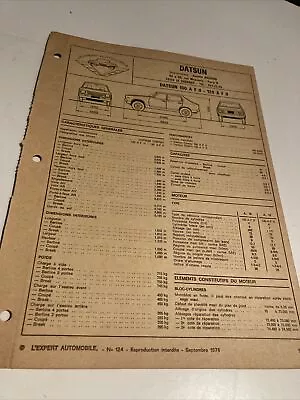 Technical Datasheet Automobile Datsun 100A Fii 120A Fii Edition 1976 EA RTA • $16.24