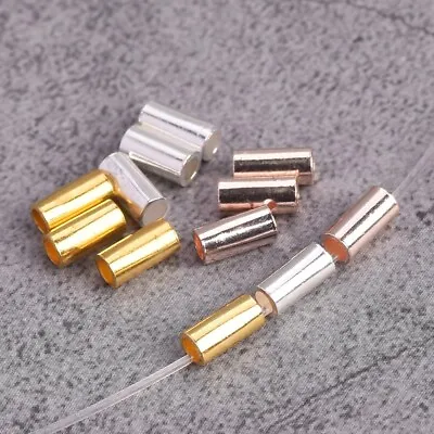 50pcs 6x3mm Cylinder Tube Shape Gold/Silver Loose Brass Metal Spacer Beads • £2.46
