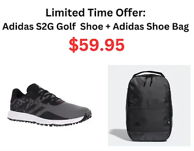 $59.95 • Buy Adidas S2G Spikeless Golf Shoes Grey/Black + Adidas Shoe Bag
