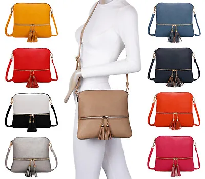 Latest Ladies Twin Tassel K3031 Small Cross Body Bags Women Shoulder Side Bags • £13.89