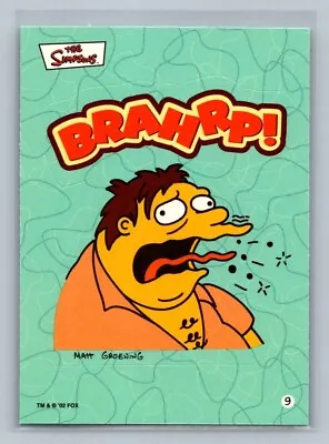 BARNEY Brahrp! 2002 Topps The Simpsons Sticker #9 C2 • $5.12