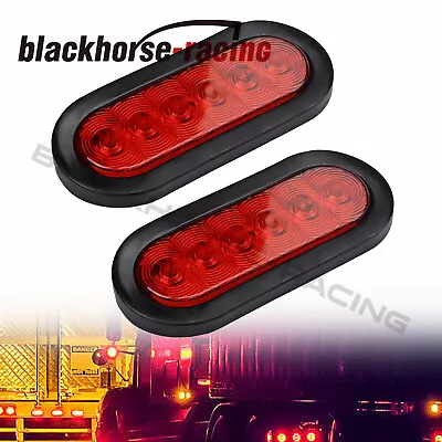 2 X 6  Oval 6 LED Stop Turn Tail Brake Lights Trailer Truck Boat W/Grommet Mount • $13.90