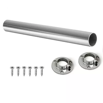 Wardrobe Rail Round Hanging Chrome Tube 25mm + End Supports • £3.49