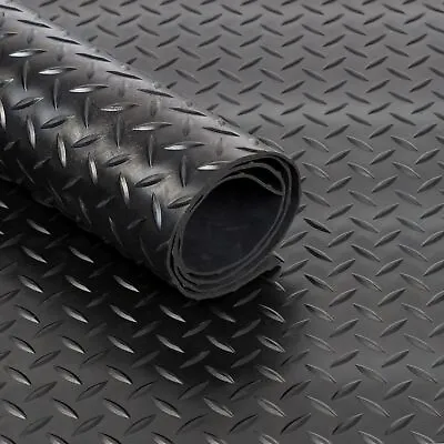1m/2m/3m/4mChecker Patterned Rubber Flooring Matting For Garage Van Car Roll Mat • £14.93