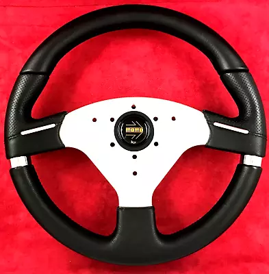 Genuine Momo Millennium EVO 320mm S32 Black Leather Steering Wheel And Horn. 7C • $174.88