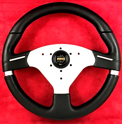Original MOMO Millennium EVO 320mm S32 Black Leather Steering Wheel And Horn. 7C • $174.84