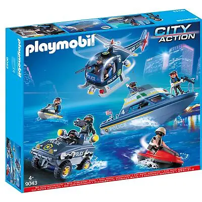 Playmobil Police Car Boat Helicopter With Motor Bundle Playset Emergency 9043  • £49.99
