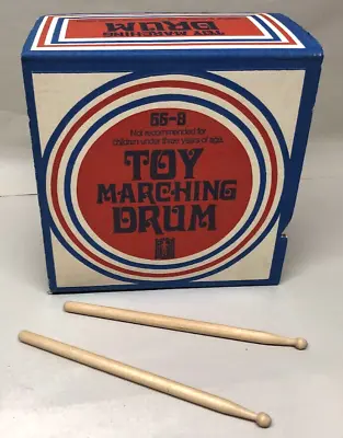 VINTAGE NOBLE And COOLEY TOY MARCHING DRUM & STICKS  55-8 ORIGINAL BOX • $12.50