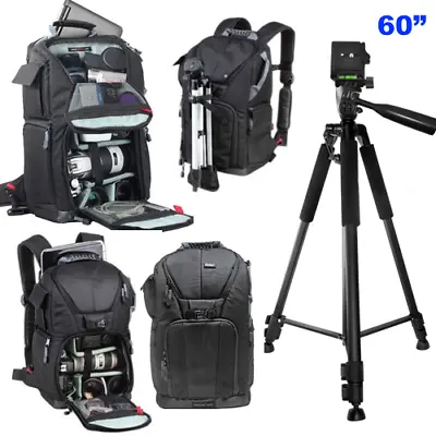  Xl Backpack Carrying Case + 60  Pro Heavy Duty Tripod For Canon Nikon Sony Dslr • $96.06