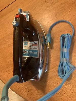 Vintage 1960’s H10F92 GE Spray Steam  Dry Iron With Stand Tested Works Blue Cord • $30