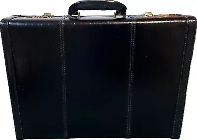 Vintage Amiet Briefcase Attaché Case Black Genuine Leather Combination Push Luck • $136