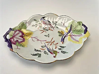 Mottahedeh Crom Castle Repro Chelsea 1755 Porcelain Leaf Chinoiserie Bird Dish • $99.95