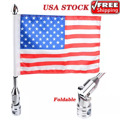 Motorcycle Foldable Flag Pole Mount 6x9  Flag USA For Harley Yamaha Honda • $24.33