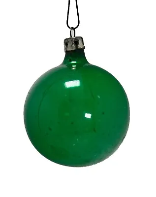 Vintage Christmas Ornament Blown Glass Solid Green Round Ball 2.2  Diameter Smal • $5.30