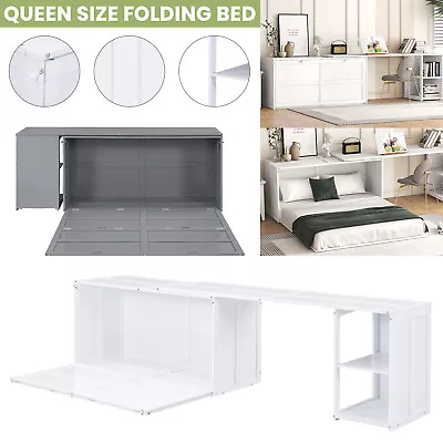 DIY Murphy Bed Queen Size Platform Bed Frames W/ Rotable Desks Bedroom Furniture • $681.39