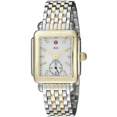 NEW Michele Deco Mid Diamond Dial MOP Two Tone Gold MWW06V000042 Ladies Watch • $647