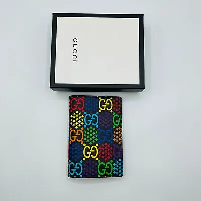 Gucci Unisex Rainbow Supreme/Leather Psychedelic Passport Holder 601103 1058 N • $366.59