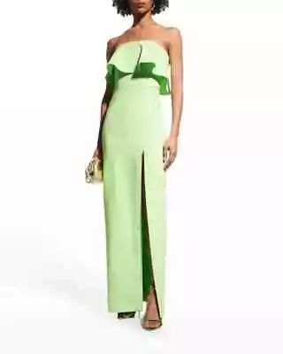 Aidan By Aidan Mattox Strapless Popover Gown Women's 14 Lime Green Straight Neck • $103.17