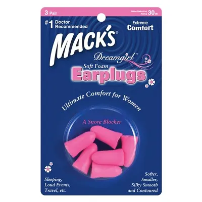 Macks (Mack's) Dreamgirl Soft Foam Earplugs X 3 Pair • £2.99