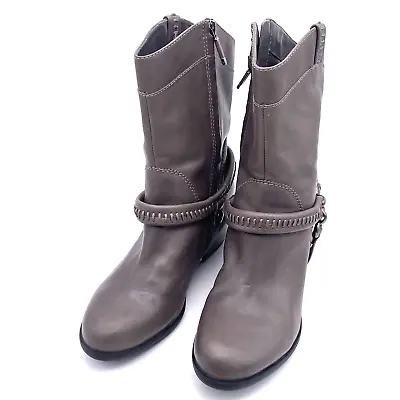 B. Makowsky Hudson Heeled Leather Boots Women's Size 7 Gray Removable Harness  • $37.40