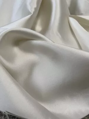 44mommy 100% PURE SILK FABRIC~100% Silk Heavy Shiny Taffeta Type~45”~Ivory~UK212 • £29.99