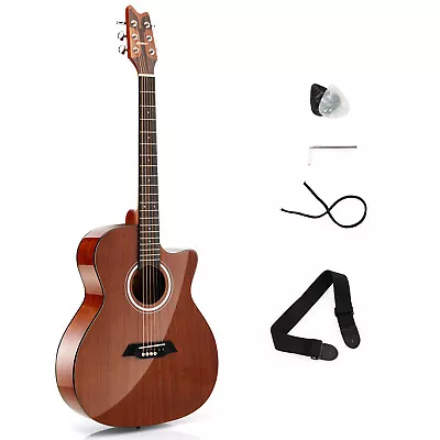 41  Full Size Grand Auditorium Acoustic Guitar Cutaway Folk Guitar W/Strap Picks • $96.95