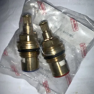 Replacement Brass Ceramic Disc Tap Valves Half Turn Gland Insert Pair • £9.99