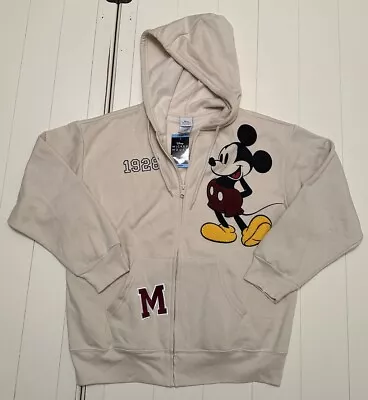 NWT Disney Mickey Mouse Women Large Full Zip Sweatshirt Hoodie Chenille Patches • $24.99