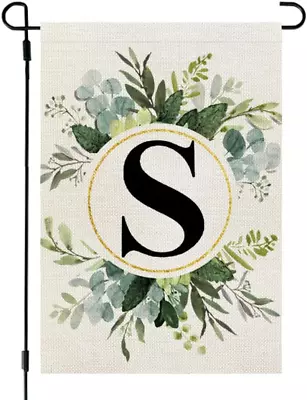 Monogram Letter S Garden Flag Floral 12X18 Inch Double Sided For Outside Small B • $10.58